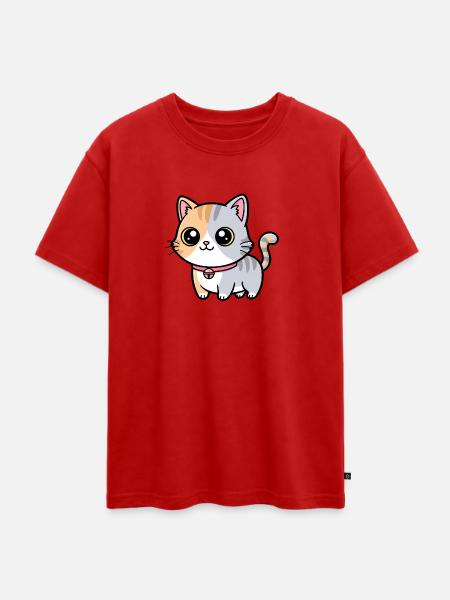 Calico-Kätzchenhalsband-Anhänger - Oversized Teenager Premium Organic T-Shirt - Rot