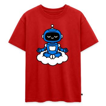 Fan Club Humain IA Robot Flottant - T-shirt Premium oversize ado en coton biologique SPREAD - rouge - Devant - AI Model Teenager Male dark (155cm)
