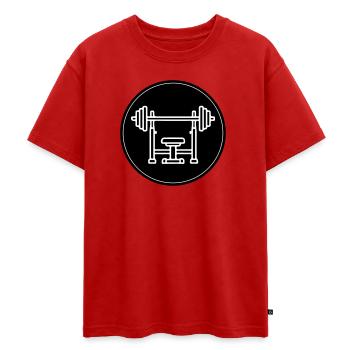 Weight bench bench press - Oversized Teens' Premium Organic T-Shirt - red - Front - AI Model Teenager Male dark (155cm)