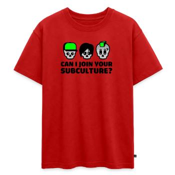 subculture - T-shirt Premium oversize ado en coton biologique SPREAD - rouge - Devant - AI Model Teenager Male dark (155cm)