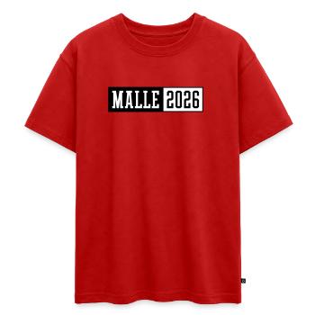 Malle 2026 - Oversized Teens' Premium Organic T-Shirt - red - Front - AI Model Teenager Male dark (155cm)