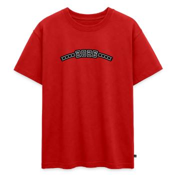 2026 Outline - Oversized Teens' Premium Organic T-Shirt - red - Front - AI Model Teenager Male dark (155cm)