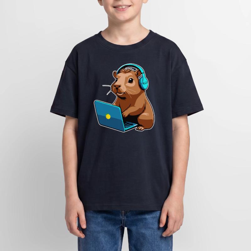 Capybara Programmer Coder Computer Oversized Teens' Premium Organic T-Shirt