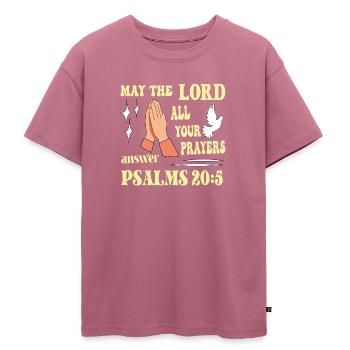 Psalm 20:5 May the Lord... - Oversized Teens' Premium Organic T-Shirt - mauve - Front - AI Model Teenager Male dark (155cm)