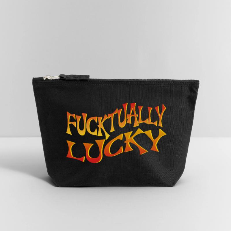Bold Text Art with Angular Font Style Canvas Zip Pouch 12 x 13 cm