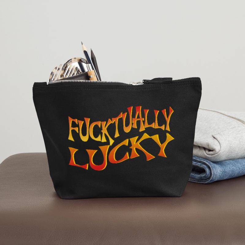 Bold Text Art with Angular Font Style Canvas Zip Pouch 12 x 13 cm