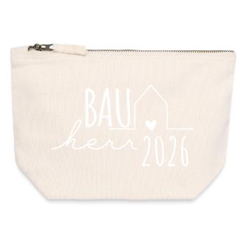 Constructeur 2026 - Builders Partnerlook Hausbau - Pochette zippée en toile 12 x 13 cm - blanc naturel - Devant