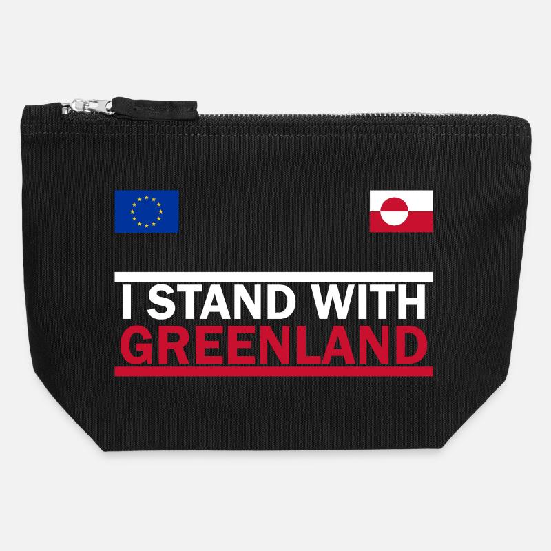Ich stehe zu Grönland - Canvas Reißverschluss-Täschchen (12 x 13 cm) - Schwarz