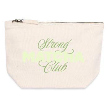 Starker Matcha Club - Canvas Reißverschluss-Täschchen (12 x 13 cm) - Naturweiß - Vorne
