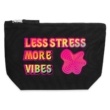 Weniger Stress, mehr Vibes, Neon-Psy. - Canvas Reißverschluss-Täschchen (12 x 13 cm) - Schwarz - Vorne
