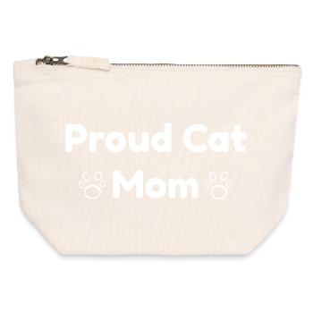 Proud Cat mum, Tier tatzen, Outlines, closing - Canvas Reißverschluss-Täschchen (12 x 13 cm) - Naturweiß - Vorne