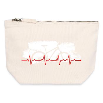 Bike Heartbeat Grafik - Canvas Reißverschluss-Täschchen (12 x 13 cm) - Naturweiß - Vorne