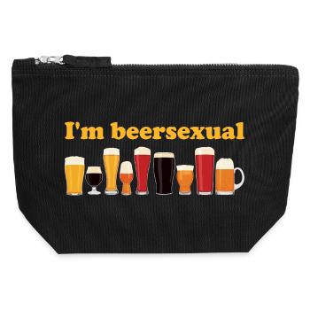 Je suis Beersexual Boire de la bière Amateurs de bière - Pochette zippée en toile 12 x 13 cm - noir - Devant