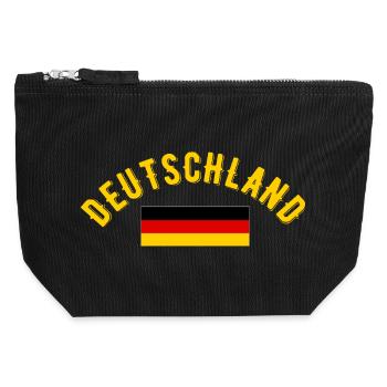 Deutschland Football Fan Vintage Typography  - Canvas Zip Pouch 12 x 13 cm - black - Front