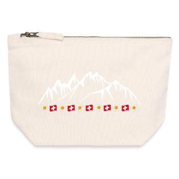 Switzerland, Vacation, Alps, Glacier with Edelweiss - Canvas Zip Pouch 12 x 13 cm - nature - Front