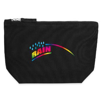 RAINdrops ou Rainbow | Arc-en-ciel - Pochette zippée en toile 12 x 13 cm - noir - Devant