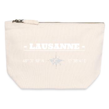 Koordinaten Lausanne - Canvas Reißverschluss-Täschchen (12 x 13 cm) - Naturweiß - Vorne