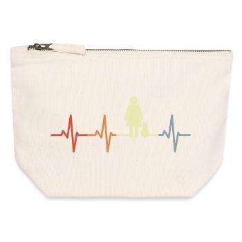 Chat Maman Battement de cœur - Pochette zippée en toile 12 x 13 cm - blanc naturel - Devant
