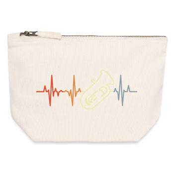 Tuba Heartbeat Look rétro - Pochette zippée en toile 12 x 13 cm - blanc naturel - Devant