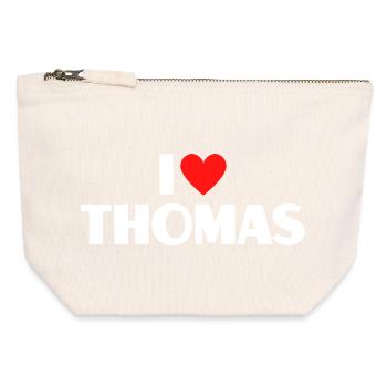 I love Thomas Red Heart Romantic Name Fan - Canvas Zip Pouch 12 x 13 cm - nature - Front