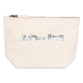 Florence Skyline, Florence Italie - Pochette zippée en toile 12 x 13 cm - blanc naturel - Devant