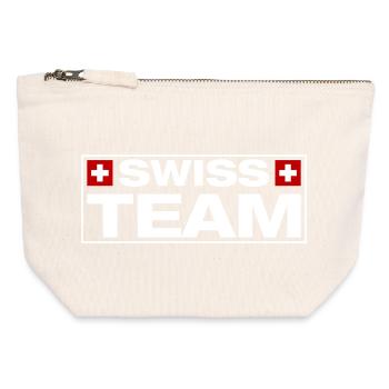Team Swiss Schweiz - Canvas Reißverschluss-Täschchen (12 x 13 cm) - Naturweiß - Vorne