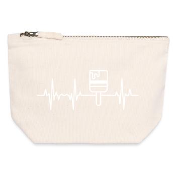 Battement de cœur du peintre - Pochette zippée en toile 12 x 13 cm - blanc naturel - Devant