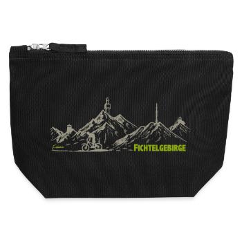Fichtelgebirge Zeichnung mit Kösseine Schneeberg - Canvas Reißverschluss-Täschchen (12 x 13 cm) - Schwarz - Vorne