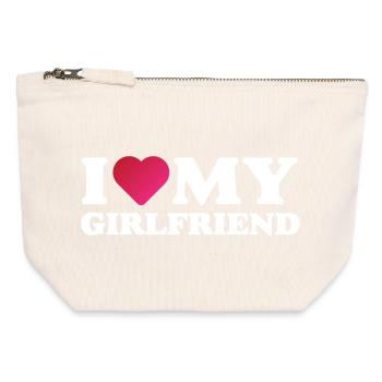 J’aime ma petite amie - Pochette zippée en toile 12 x 13 cm - blanc naturel - Devant
