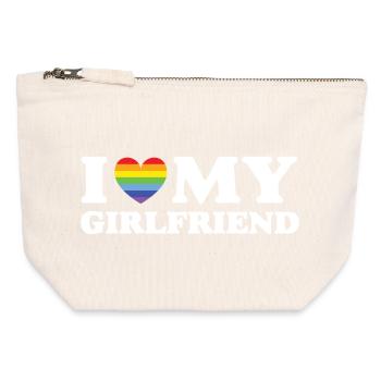 J’aime ma copine - LGBTQ - Pochette zippée en toile 12 x 13 cm - blanc naturel - Devant