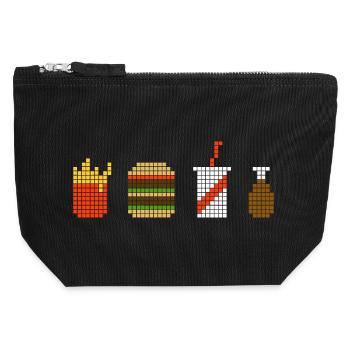 Pixel Fast Food - Canvas Zip Pouch 12 x 13 cm - black - Front