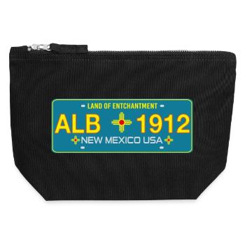 New Mexico Nummernschild Albuquerque - Canvas Reißverschluss-Täschchen (12 x 13 cm) - Schwarz - Vorne