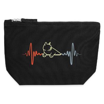 Katze Pulsschlag Vintage Look - Canvas Reißverschluss-Täschchen (12 x 13 cm) - Schwarz - Vorne