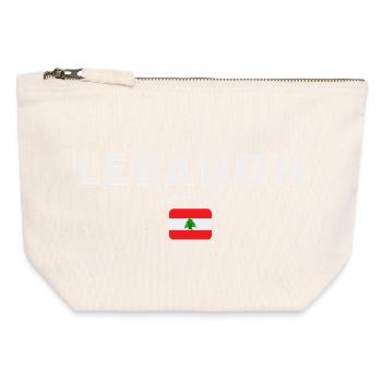Drapeau du Liban, Fierté libanaise - Pochette zippée en toile 12 x 13 cm - blanc naturel - Devant