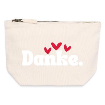 Typographie du cœur de remerciement - Pochette zippée en toile 12 x 13 cm - blanc naturel - Devant