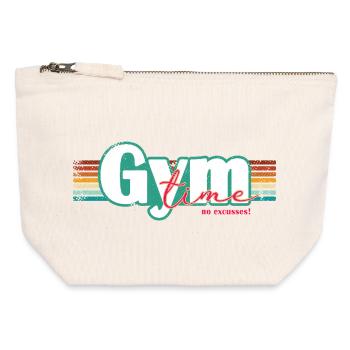 Gym Time – No Excuses Fitness Design Fitnessstudio - Canvas Reißverschluss-Täschchen (12 x 13 cm) - Naturweiß - Vorne