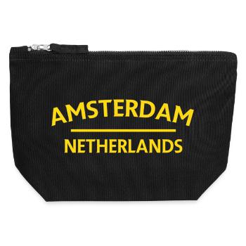 Amsterdam – Niederländisches Textdesign - Canvas Reißverschluss-Täschchen (12 x 13 cm) - Schwarz - Vorne