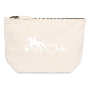 Pferd Reiterin Herz Herzschlag EKG Mädchen - Canvas Reißverschluss-Täschchen (12 x 13 cm) - Naturweiß - Vorne
