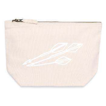 Arc et flèches - Pochette zippée en toile 12 x 13 cm - blanc naturel - Devant