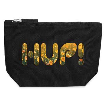 HUP im Blumenfeld - Canvas Reißverschluss-Täschchen (12 x 13 cm) - Schwarz - Vorne