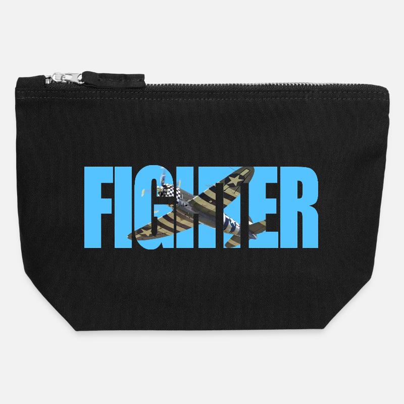 P-47 Thunderbolt - Canvas Zip Pouch 12 x 13 cm - black