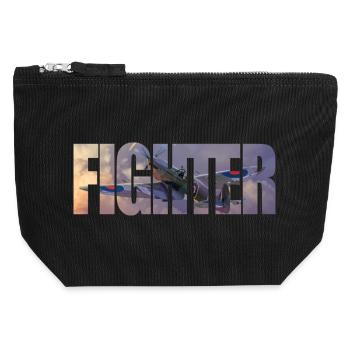 Fighter Spitfire - Canvas Zip Pouch 12 x 13 cm - black - Front