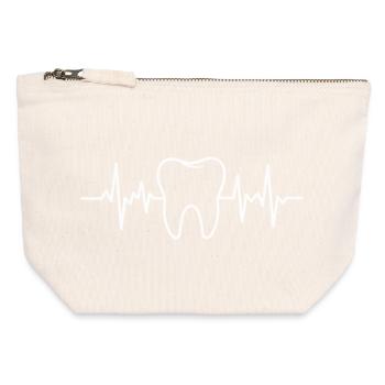 Conception du rythme cardiaque de la dent - Pochette zippée en toile 12 x 13 cm - blanc naturel - Devant