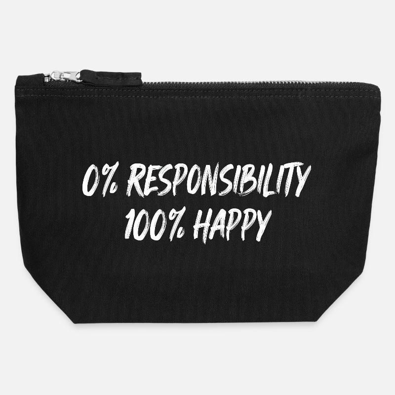 0 % Responsabilité 100 % Bonheur - Pochette zippée en toile 12 x 13 cm - noir