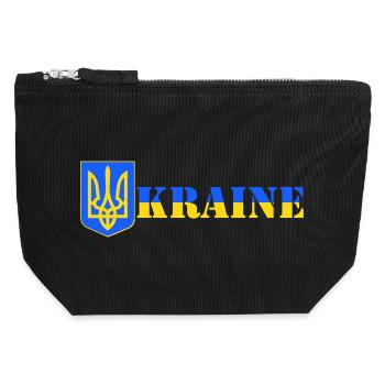 Ukraine - Pochette zippée en toile 12 x 13 cm - noir - Devant