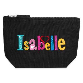 Personalisierter Isabelle-Name - Canvas Reißverschluss-Täschchen (12 x 13 cm) - Schwarz - Vorne