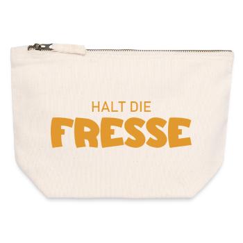 Halt die Fresse - Cooler Spruch - Canvas Reißverschluss-Täschchen (12 x 13 cm) - Naturweiß - Vorne