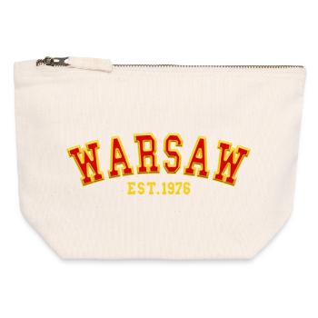 Varsovie fondée en 1976 - Pochette zippée en toile 12 x 13 cm - blanc naturel - Devant