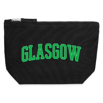 Police de caractères verts à blocs de style Glasgow College - Pochette zippée en toile 12 x 13 cm - noir - Devant