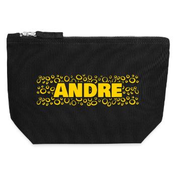 Cadeau pour André - Pochette zippée en toile 12 x 13 cm - noir - Devant
